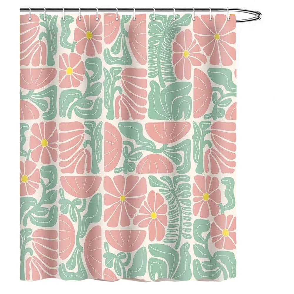 Bohemian Shower Curtain 180x180 cm, Multicolored Abstract Floral Pattern Retro Patchwork Geometric Plants with 12 Hooks