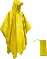 3-in-1 Waterproof Rain Jacket Poncho with Hood, Breathable Outdoor Raincoat, Yellow