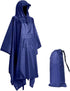 3-in-1 Waterproof Rain Jacket Poncho with Hood, Breathable for Outdoor Activities, Blue
