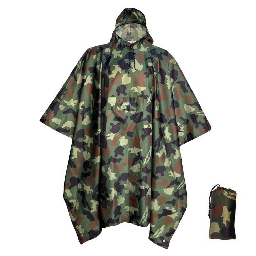 3-in-1 Waterproof Rain Jacket Poncho with Hood, Breathable Outdoor Raincoat for Men Women, Multicolored