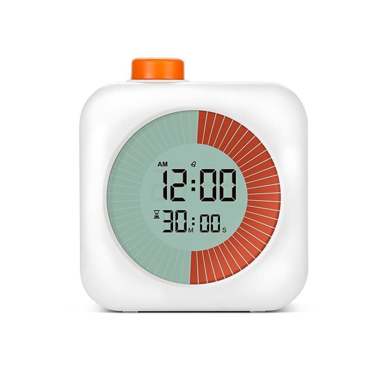 Digital Visual Timer 3-in-1 Clock Alarm with 60 Min Countdown, White