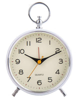 Analog Alarm Clock with Snooze Button, Retro Design and Lighting, White, 16x11 cm