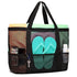 6 Pockets Mesh Beach Bag, Foldable Picnic Bag for Family, Compatible with Oral-B, Large, Black