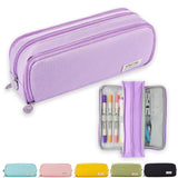 Purple 3 Compartment Pencil Case, Multifunctional School Pencil Bag
