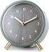 Silent Alarm Clock with Night Light and Backlight, Small Metal Clock for Bedroom Office Living Room, Green