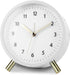 White Silent Alarm Clock with Night Light and Backlight, Small Metal Clock for Bedroom Office Living Room, 3.5 inches