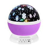 Snowflake LED Projector Lamp with 360° Rotation, Battery or USB Powered, for Christmas Decoration Party Gift, Purple