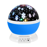 Christmas Snowflake LED Projector Lamp, Blue, with 360° Rotation, Battery or USB Powered, for Christmas Decoration & Party Gift