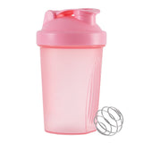 Protein Shaker 400 ml, Pink, Leak-proof Water Bottle with Stainless Steel Strainer and Measuring Scale
