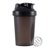 400 ml Protein Shaker, Leak-proof Water Bottle with Stainless Steel Strainer and Measuring Scale, Black