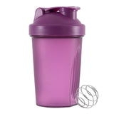 Protein Shaker 400 ml, Leak-proof Water Bottle with Stainless Steel Strainer and Measuring Scale, Purple