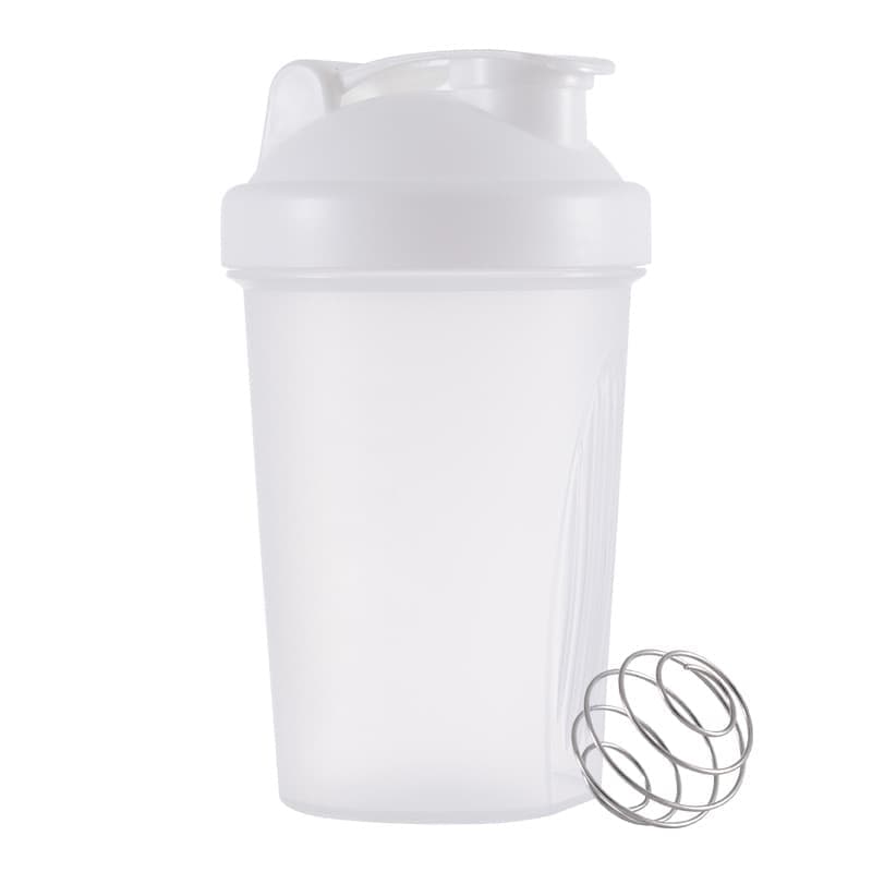 400ml Protein Shaker with Leak-proof Design, Stainless Steel Strainer and Measuring Scale, Multiple Colors, White