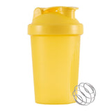 Protein Shaker 400 ml, Leak-proof Water Bottle with Stainless Steel Strainer and Measuring Scale, Yellow