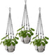 3 pcs Bohemian Plant Hanger for Indoor Plants with Braided Rope Beads and Lace Decoration, 35 Inch, Gray