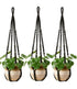 3 pcs Bohemian Plant Hanger for Indoor Plants with Braided Rope Beads and Lace Decoration, 35 Inch, Black
