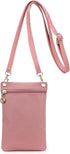 Pink Lychee Texture Phone Bag with Shoulder Strap, 19cm x 12.5cm