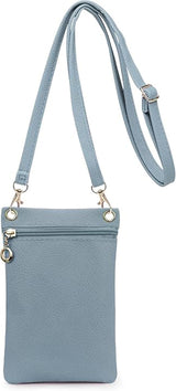 1 Lychee Texture Phone Bag with Shoulder Strap, 19cm x 12.5cm, Blue