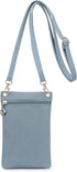 1 Lychee Texture Phone Bag with Shoulder Strap, 19cm x 12.5cm, Blue