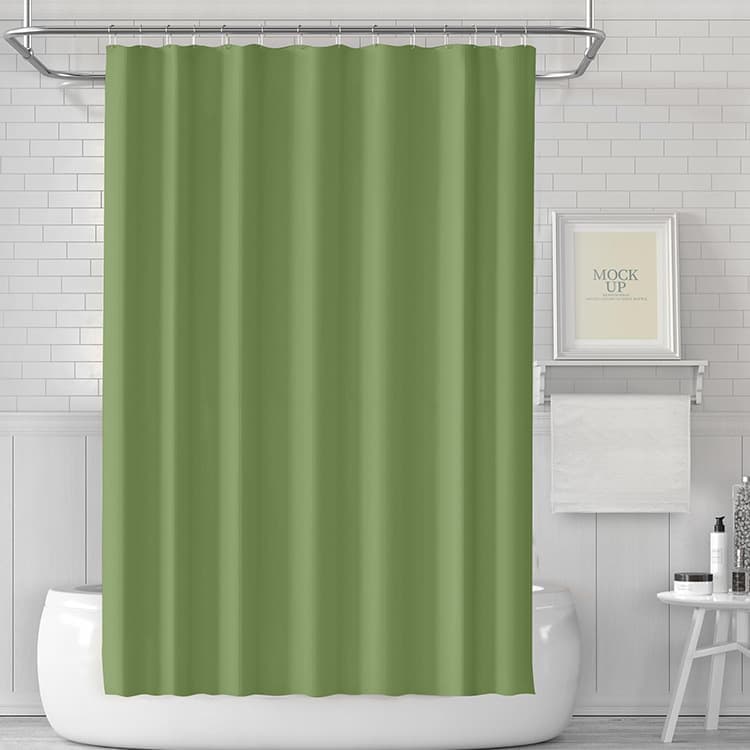 Waterproof Shower Curtain 180x180cm, Mold Resistant Quick-Drying, Light Green, for Outdoor Shower and Bathroom