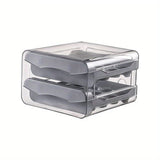 32-pcs XL Egg Storage Container for Refrigerator, Double Layer Transparent Egg Holder Dispenser, Stackable, Gray