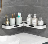 Rotatable Shower Shelf Self-Adhesive Bathroom Storage Shelf in Gray or White