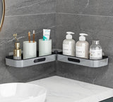 Rotatable Shower Shelf Self-Adhesive Bathroom Storage Shelf, Gray/White