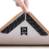 24 Non-Slip Mats Black, Washable and Reusable for Carpets and Floors, 13 x 2.5 cm