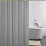 12 Hooks Waterproof Shower Curtain Solid Color Gray, 180x180 cm, Mildew Resistant PEVA for Bathroom