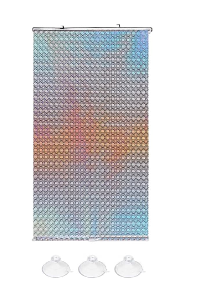 Blackout Curtain with Suction Cups, Removable Window and Car Sunshade, Telescopic Roller Blind, Black and Silver, 40×60cm