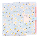 8 Compartments A4 Document Folder Waterproof Floral Pattern, Blue, with A4 Size
