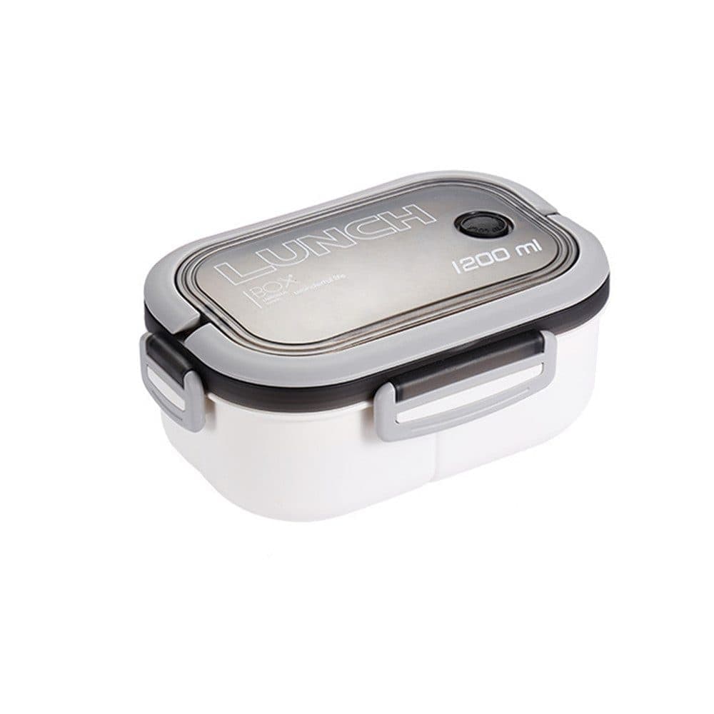 Children and Adults Lunch Box with Compartments, 14.5x21x8 cm, Practical Reusable, White