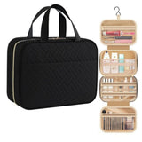 Waterproof Makeup Bag with Hanging Hook, Lightweight Toiletry Bag for Bathroom and Travel, Black