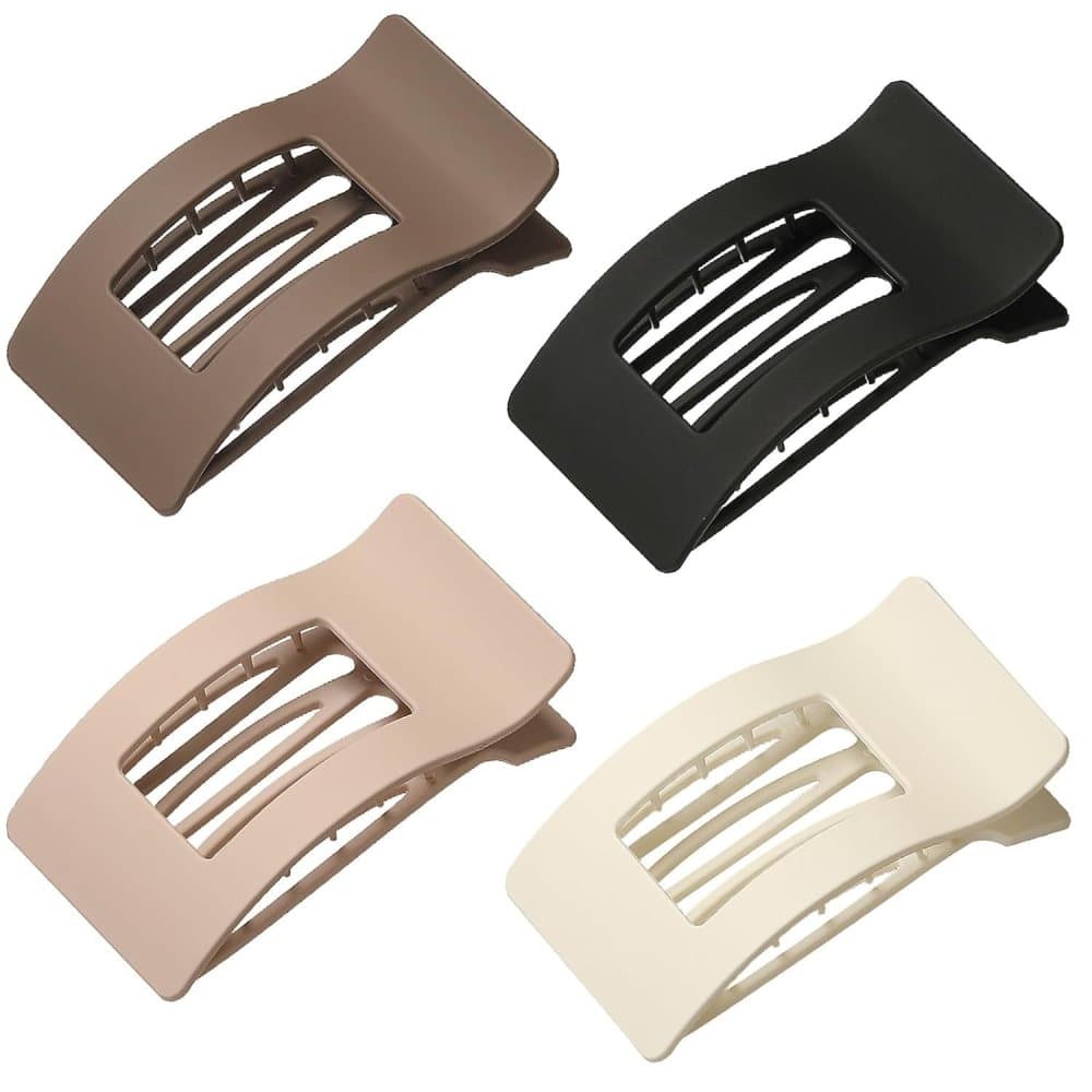 4-Pack Multicolored Hair Clips, Ergonomic Curved Flat Clips for Thin and Thick Hair with Strong Grip, Oval/Square