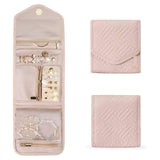 Pink Travel Jewelry Box with Compartments, 15cm, Compact Jewelry Storage Bag Easy to Carry in Your Bag