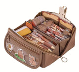 Large Waterproof Pencil Case with Zipper, Multifunctional Travel Pencil Box for Students & Office, Brown