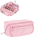 Waterproof Pencil Case with Zipper, Large Multifunctional Travel Pencil Box for Students and Office, Pink
