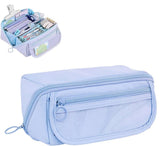 1 Large Waterproof Pencil Case with Zipper, Multifunctional Travel Pencil Box for Students & Office, Blue