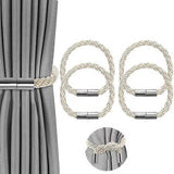 4-Pack Magnetic Curtain Tiebacks with Buckle No-Drill, Beige