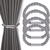 4-Pack Magnetic Curtain Tiebacks with Buckle No-Drill, Gray