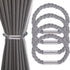 4-Pack Magnetic Curtain Tiebacks with Buckle No-Drill, Gray