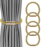 4-Pack Magnetic Curtain Tiebacks with Buckle No-Drill, Gold
