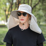 Foldable Sun Hat with Neck Protection UV Protection Fishing and Hiking Cap, Beige