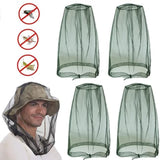 4 pcs Mosquito Net for Hat, Dark Green, Waterproof Adjustable Ultra-fine with Storage Bag, for Fishing Hiking Camping Garden
