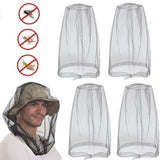 4 pcs Mosquito Net for Hat, Waterproof Adjustable Ultra-fine with Storage Bag, Gray, for Fishing Hiking Camping Garden