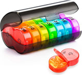 7-Day Round Medicine Dosett Pill Organizer, 1 Count, Gray, 7 compartments