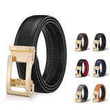 Black Unisex Leather Belt with Adjustable Buckle, 115/125 cm