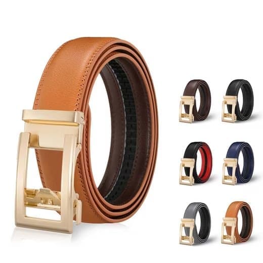 Unisex Leather Belt with Adjustable Buckle, 115/125 cm, Yellow