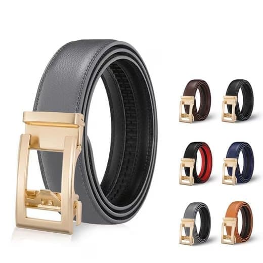 Unisex Leather Belt with Adjustable Buckle, 115/125 cm, Gray
