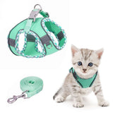 Adjustable Pet Harness with Reflector and Leash for Cat and Dog, Soft Comfortable Vest Design Anti-Escape, M, Green