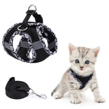 Adjustable Pet Harness with Reflector and Leash for Cats and Dogs, Soft Comfortable Vest Design Anti-Escape, L, Black